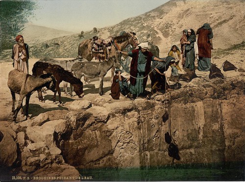 [Bedouins drawing water, Holy Land]